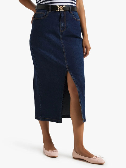 Women's Dark Wash Long Denim Skirt
Exact