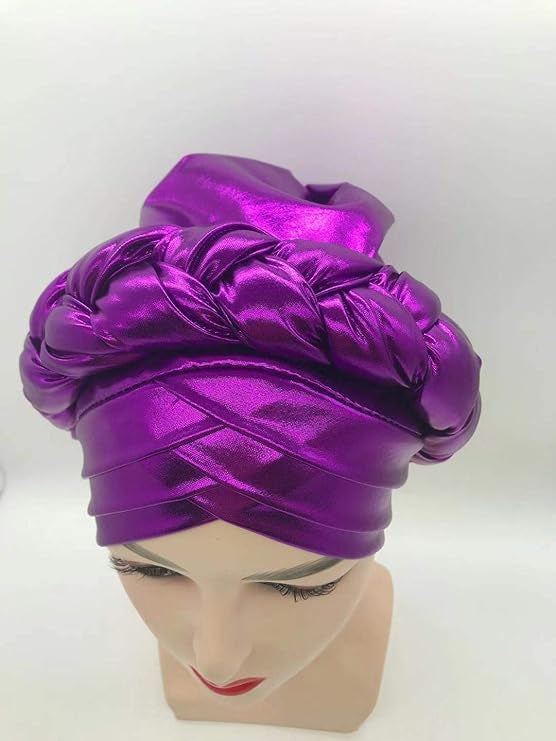 Turban Caps Headwear Stereo Sponge Flash Braid Hair Cap Headwrap Chemo Cancer Hat Night Hat Shower Cap Gift for Women Fancy Dress Party