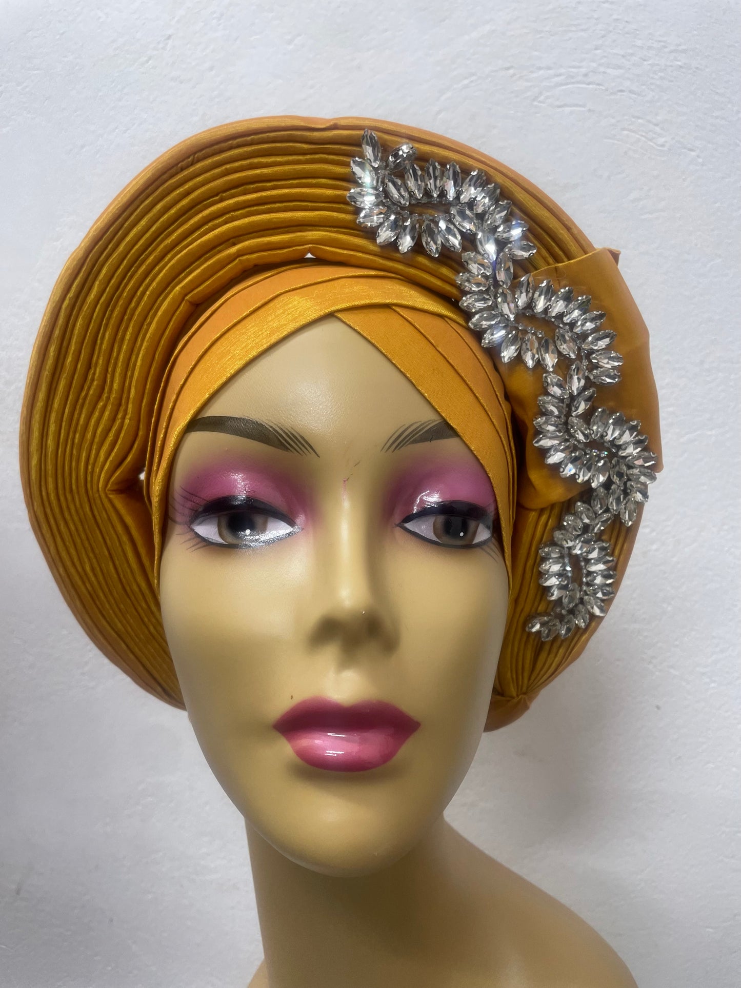 Female Rhinestone Head Wraps Raw Silk Headtie African Autogele Women's Turban Cap Nigeria Wedding Auto Geles Party Headpiece