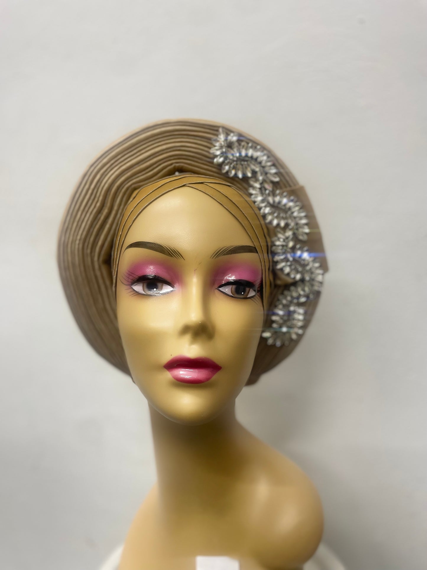 Female Rhinestone Head Wraps Raw Silk Headtie African Autogele Women's Turban Cap Nigeria Wedding Auto Geles Party Headpiece