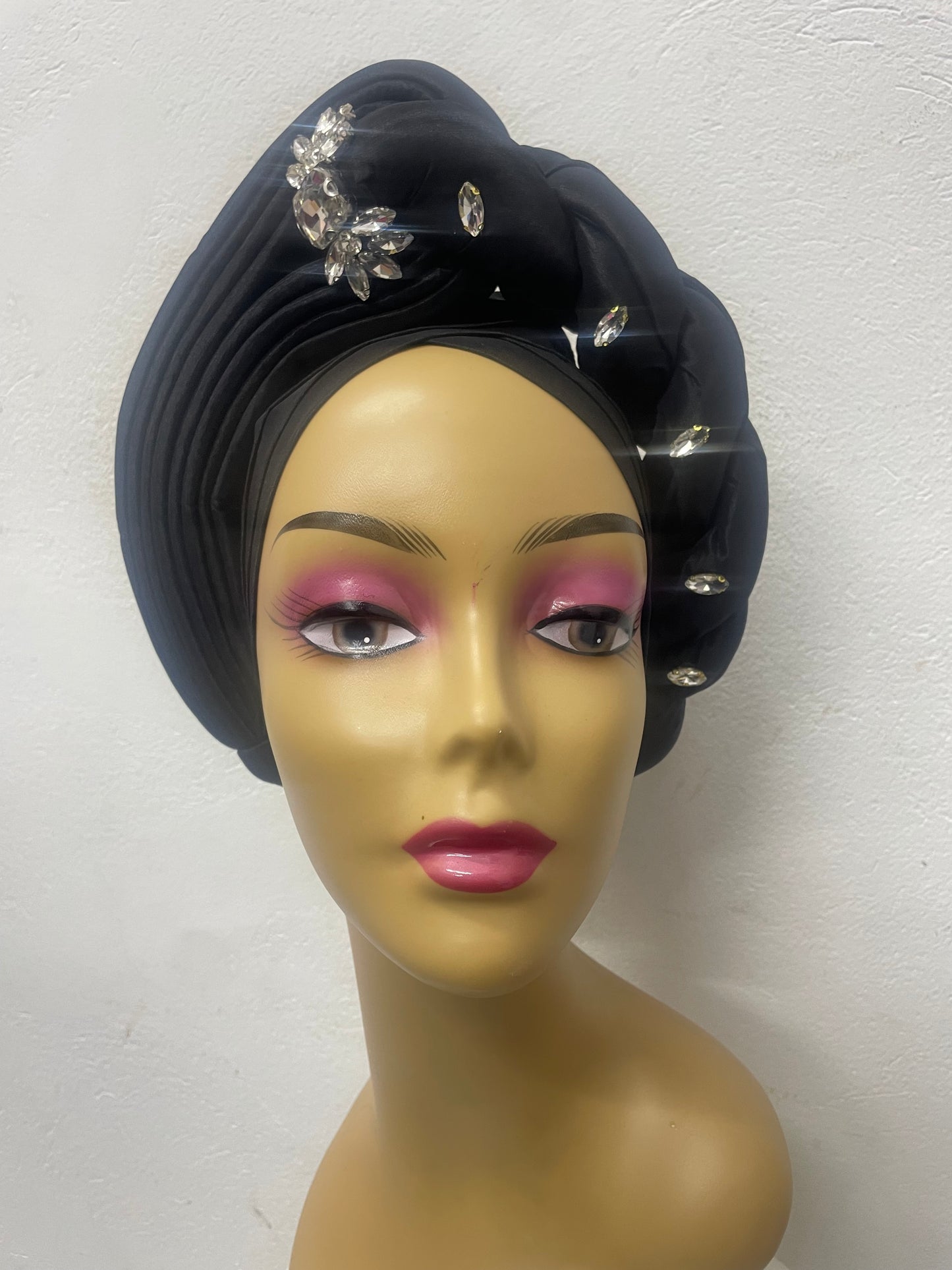 Female Rhinestone Head Wraps Raw Silk Headtie African Autogele Women's Turban Cap Nigeria Wedding Auto Geles Party Headpiece