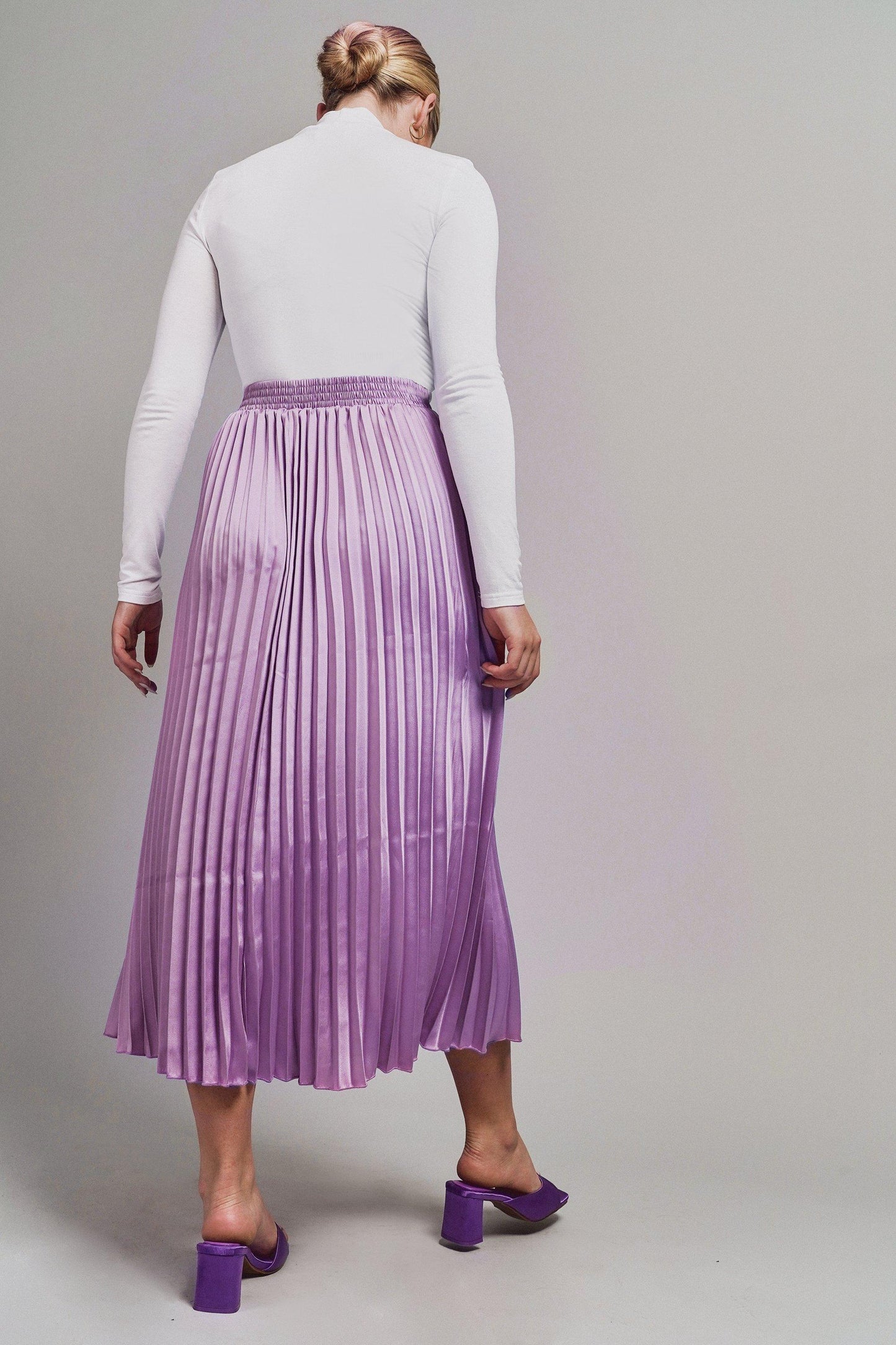 Pleated Satin Skirt