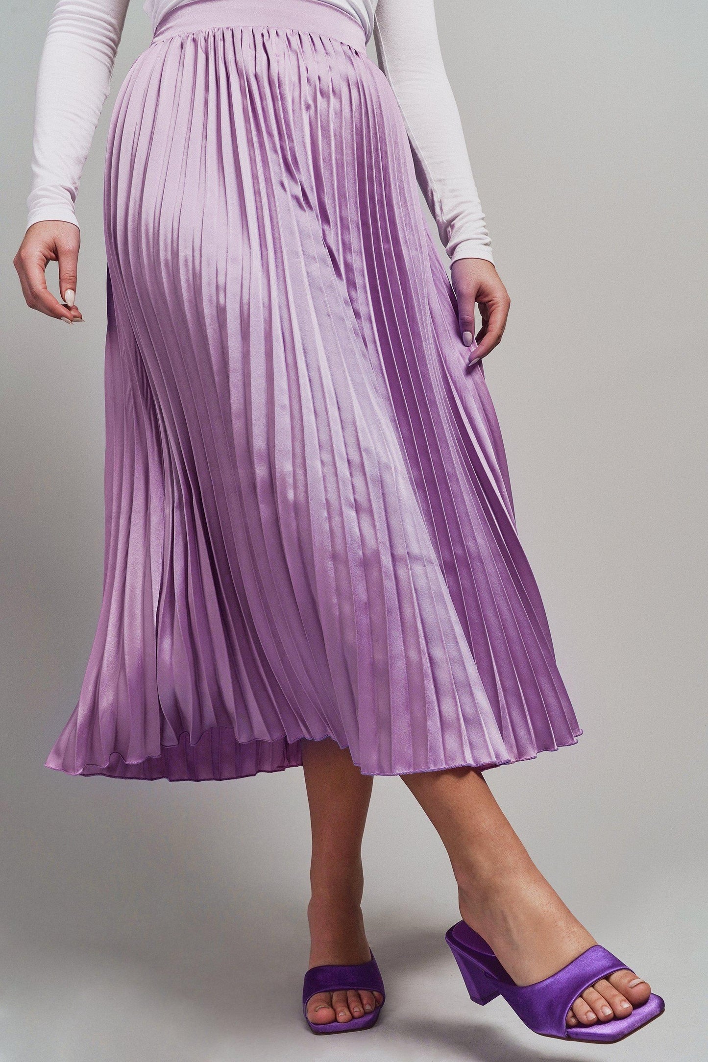 Pleated Satin Skirt