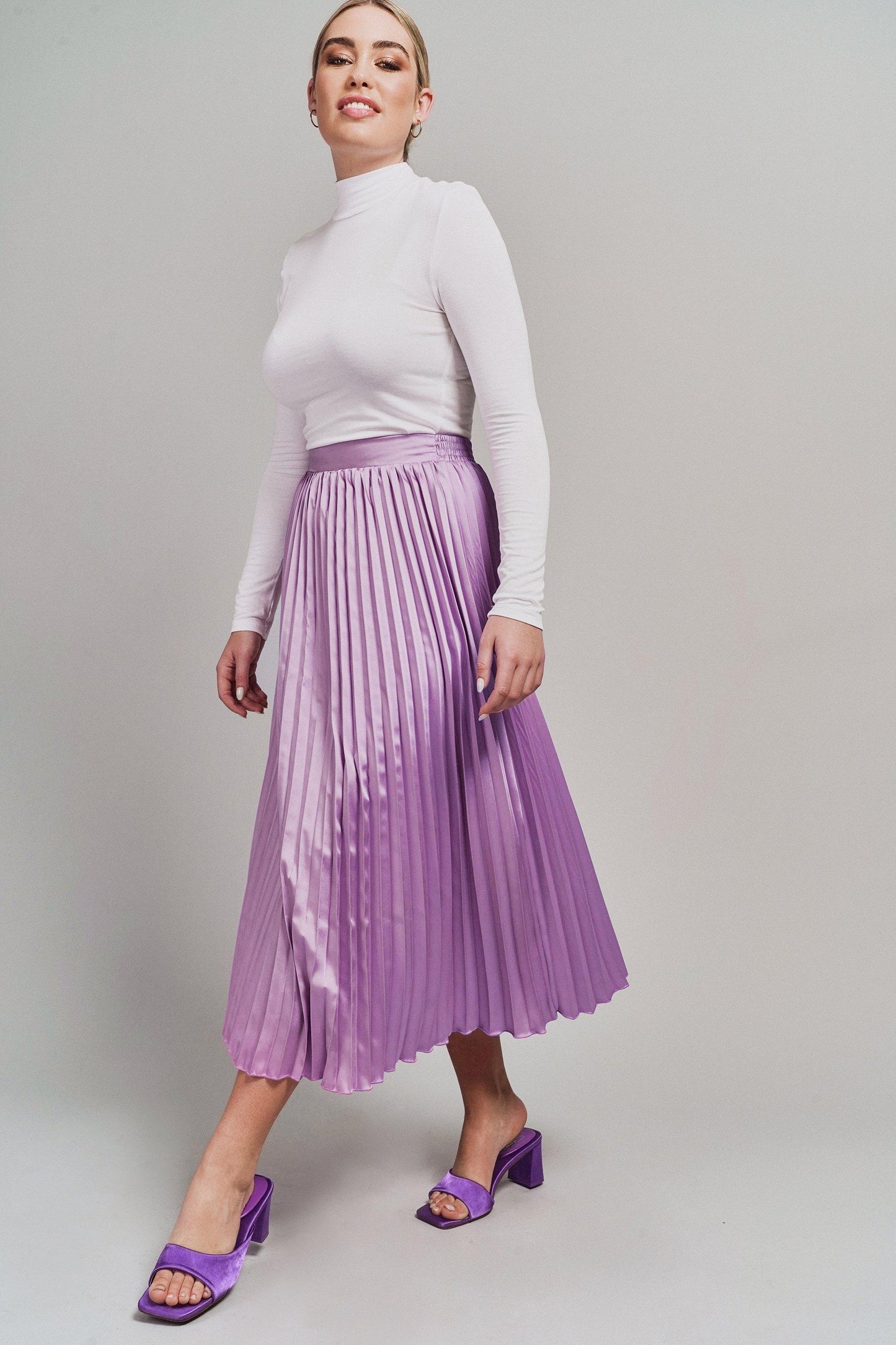 Pleated Satin Skirt