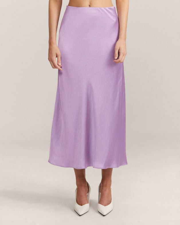 Satin Bias Midi Skirt